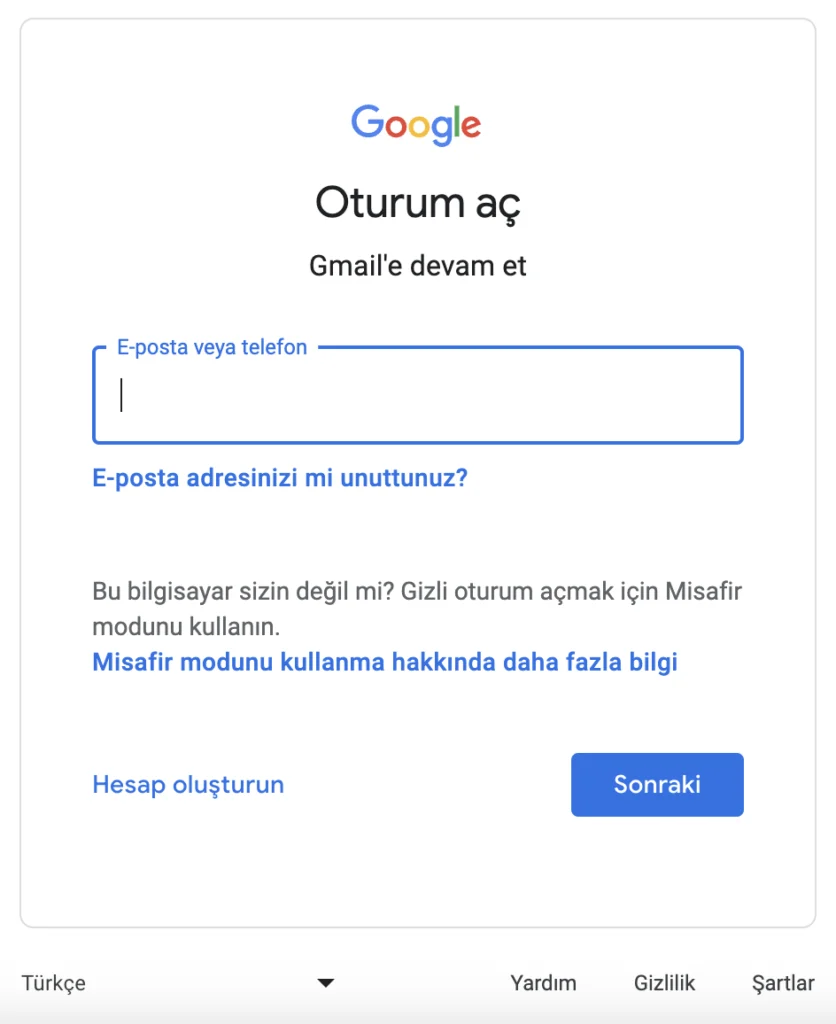 Gmail giriş